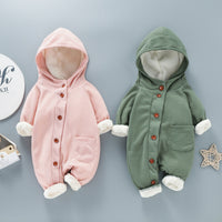 Boys' Overall Autumn And Winter Button Hooded