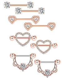 Stainless Steel Heart Punk Style Breast Ring Double Layer