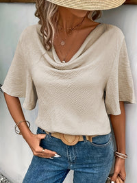 Women's Solid Color Casual Fashion Short Sleeved Shirt