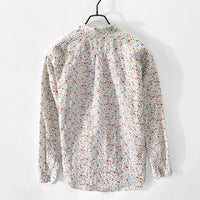Men's Casual Long-sleeved Floral Linen Shirt Coat