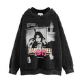 Dark High Street Character Printing Velvet Padded Hooded Sweatshirt