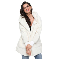 Casual Women's Hooded Solid Color Warm Plush Jacket