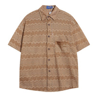 Hollow-out Crocheted Knitted Short-sleeved Shirt