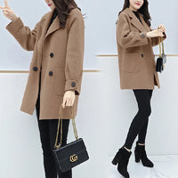Autumn Winter Plus Size Loose Slimming Mid Length Wool Coat