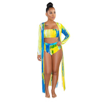 Printed Casual Shawl, Bikini Swimsuit Suit