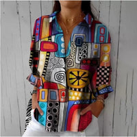 Printed Autumn Leisure Loose Shirt Women's Top