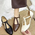 Soft Leather Pointed Cross-strap Hollow Leather Shoes