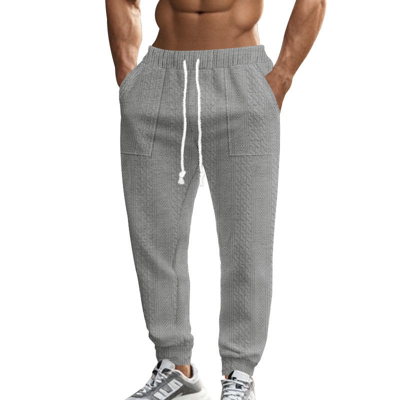 European And American Fall Winter Men Knitted Tiha Casual Breathable Sports Plus Size Drawstring Trousers