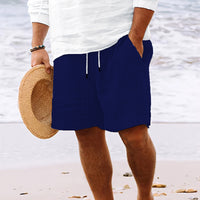European And American Cotton And Linen Multi-bag Lace Men's Striped Beach Shorts