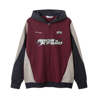 Retro Color Contrast Patchwork Letters Printed Hoodie