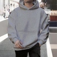 Fall Winter Men Loose Hooded Sweater Sports And Leisure Fleece-lined