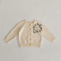 Children's Knitted Embroidered Flower Sweater