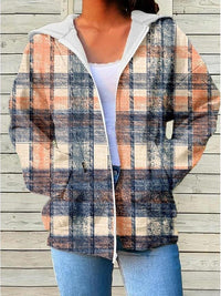 Womens Fashionable Casual Printed Zip-Up Hoodie
