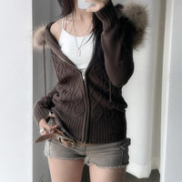 Retro Twist Zipper Cardigan Sweater Slim Fit