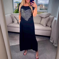 Women's Crew-Neck Slim-Fit Long Dress
