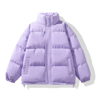 Solid Color Down Coat Couple Stand-up Collar Cotton-padded Coat
