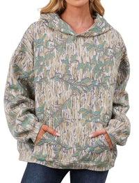 Women's Fashionable Printed Camouflage Maple Leaf Hoodie Top