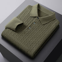 Autumn New Twisted Floral Polo Long Sleeve Loose Casual Bottoming Sweater For Men