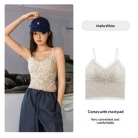 Lace Camisole Womens Mid-Length Lightweight Padded Sexy Chic Base Layer Underwear Outerwear Inner Top