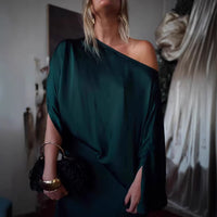 Womens Solid-Color Crew-Neck Long-Sleeve Top Sheath Maxi Skirt