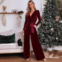 New Women's Solid Color Long Sleeve Jumpsuit