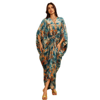 Fashionable Printed Robe-Style Hooded Dress