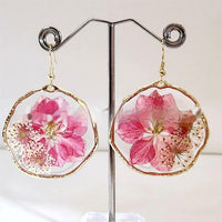 Natural Real Flower Swallowtail Lace Resin Drop Earrings