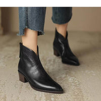 Fashion Vintage Martin Boots Mid Heel Chunky Heel Booties