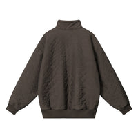 Embroidered Letters Half Zipped Stand Collar Thick Warm Sweater