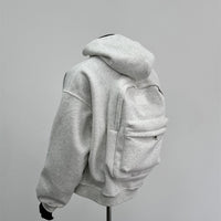 Back Schoolbag Design Men's Coat Flower Gray