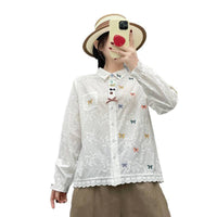 Artistic Full-Body Embroidered Butterfly Loose Shirt For Women
