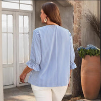 Womens Directional Fashionable Modern Striped Shirt