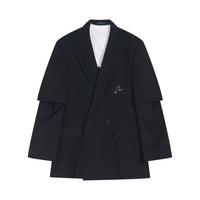 Metal Label Design Detachable Short Sleeve Padded Shoulder Suit