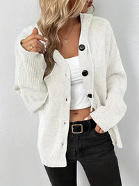 Solid Color Hooded Single-breasted Sweater