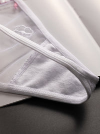 Seamless Panties Low Waist Embroidered Chinese Style White Plum Blossoms