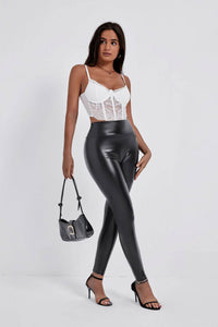European And American Style Women Fashion Tight-fitting Cinched Hip Bag Leather Pants