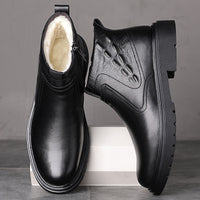 Furnished Warm Leather Wool High-top Booties