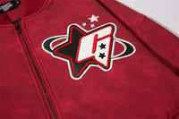 Ins American-style Street Fashion Leather Embroidered Letter Baseball Uniform Jacket