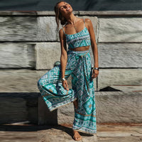 Two piece suit with printed jumpsuit