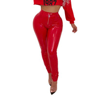 Leather pants high elasticity plus velvet thick PU