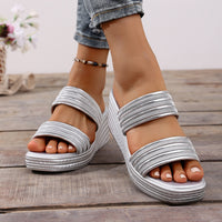 Flat Strappy Casual Silver Beach Sandals