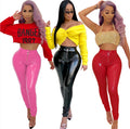 Leather pants high elasticity plus velvet thick PU