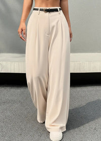Women's Elegant Casual Wide-Leg Straight Pants With Belt