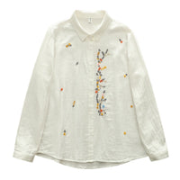 Retro Chinese-style Embroidered Cotton Shirt