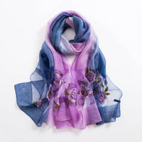 Silk scarf with wild embroidery in spring