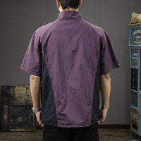 Men's Business Shirt Casual T-shirt American Half Zipped Stand Collar Shirt