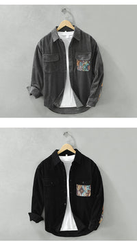 Japanese Vintage Long Sleeve Shirt Men's Fashion