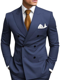 Mens Tailored Two-Piece Formal Suit With Double-Breasted Jacket