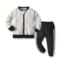 Baseball Uniform Cotton Star Print Casual Clothes Jacket Children Sportswear Suit