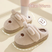 Instagram-Style Fluffy Cotton Slippers With A Cat And Bow Design For Cozy Warmth